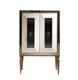 Bugatti White Ash Mirror Gold Bar Cabinet
