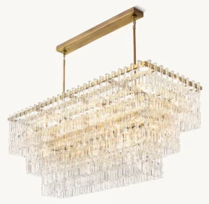 Phantom Crystal Glass Brass Large Linear Chandelier
