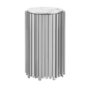 Fornetti White Marble Nickel Pedestal Table 105cm