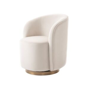 Pierson Cream Linen Brass Swivel Chair