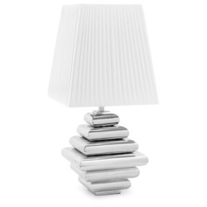 Balzano Chrome Table Lamp with White Pleated Shade