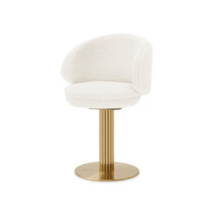 Braydon Light Cream Boucle Brass Swivel Dining Chair