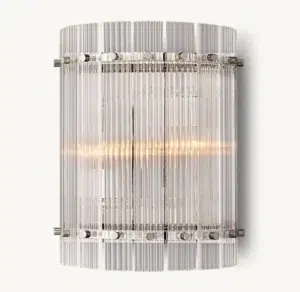 Linear Fluted Glass Nickel Wall Light
