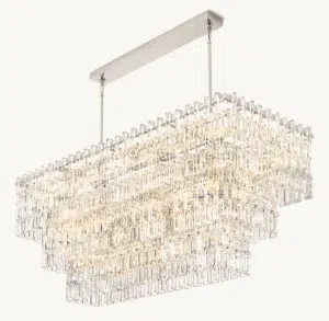 Phantom Crystal Glass Nickel Large Linear Chandelier
