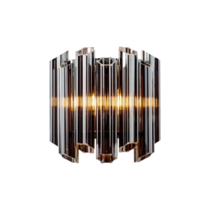 Luxor Smoked Crystal Nickel Wall Light