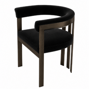 Club Black Boucle Bronze Dining Chair