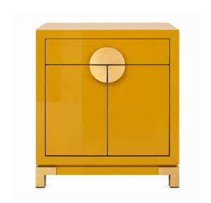 Orient Mustard Lacquer Brass Cabinet