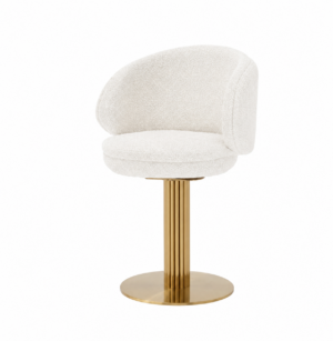 Braydon Light Cream Boucle Brass Swivel Dining Chair