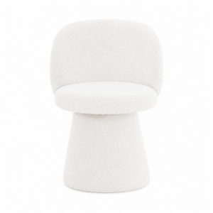 Alessandro White Boucle Swivel Dining Chair