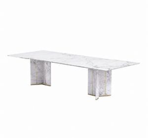 Algerone Carrara Marble Brass Dining Table
