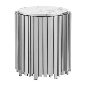 Fornetti White Marble Nickel Sidetable