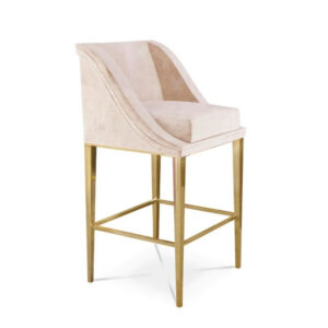 Ariana Light Blush Velvet Brass Counter Stool