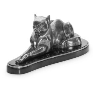 Regal Puma Nickel Marble Sculpture