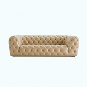 Divano Chesterfield Beige Leather Sofa 244cm