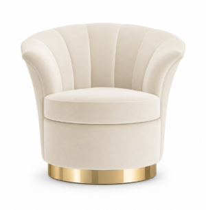 Bailey Beige Velvet Gold Swivel Chair