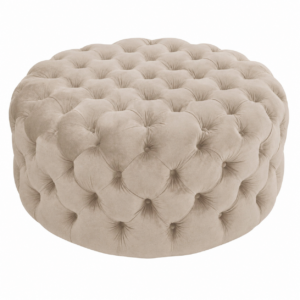 Chesterfield Beige Velvet Ottoman 120cm
