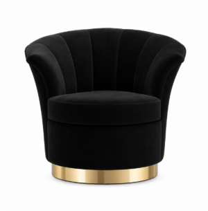 Bailey Black Velvet Gold Swivel Chair
