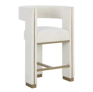 Abbington White Linen Gold Counter Stool