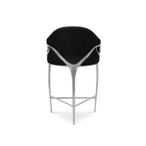 Chandra Black Velvet Nickel Highback Counter Stool
