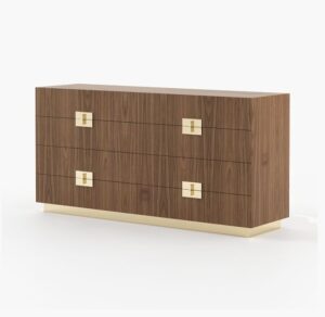 Porto Brown Walnut Gold Dressing Cabinet