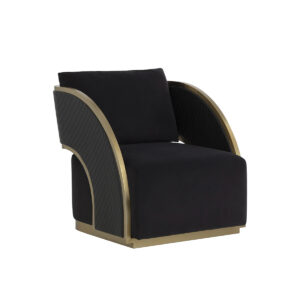 Lagonda Black Velvet Gold Swivel Chair