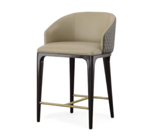Riccardi Brown Leather Brass Counter Stool
