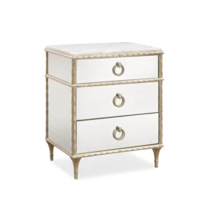 Fontainebleau Champagne Gold Forged Mirror Bedside Table