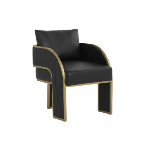 Lagonda Black Leather Gold Dining Chair