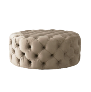 Chesterfield Beige Velvet Ottoman 120cm