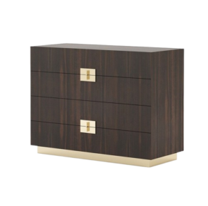 Porto Dark Brown Walnut Gold Bedside