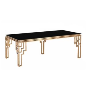Regency Black Glass Brass Dining Table