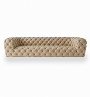 Divano Chesterfield Beige Leather Sofa 295cm