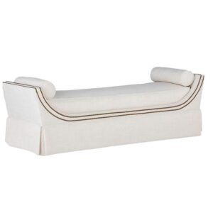 Gabrielle Ivory Linen Brass Bench
