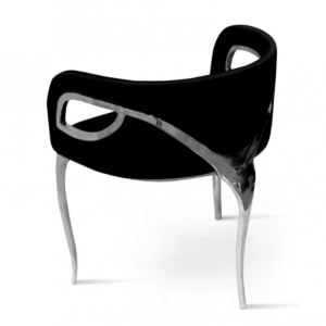Chandra Black Velvet Nickel Dining Chair