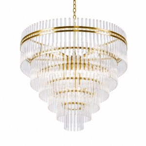 Roosevelt Crystal Brass Large Chandelier