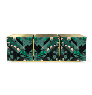 Pixel Brass Green Walnut Buffet