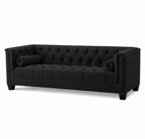 Essex Black Linen Bronze Sofa 230cm