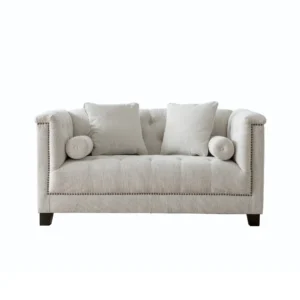 Essex White Linen Bronze Sofa 155cm