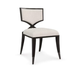 Geisha Ivory Linen Black Dining Chair