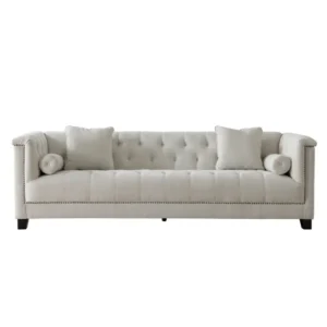 Essex White Linen Bronze Sofa 250cm