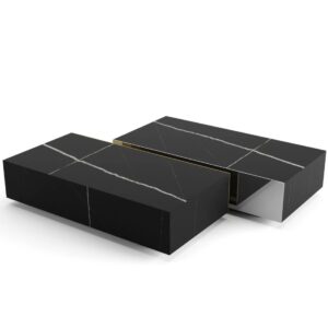 Marquee Nero Black Marble Nickel Coffee Table