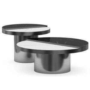 Modern black and white round coffee tables