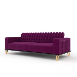 Viola Purple Velvet Brass Sofa 240cm