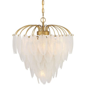 Plume Frosted Glass Brass Small Chandelier