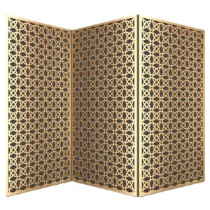 Opera Brass Smoked Glass Folding Screen