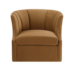 Brown armchair with curved backrest design