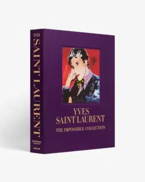 Yves Saint Laurent book cover, purple and red design.