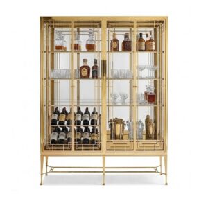 Whisper Gold Glass Bar Cabinet