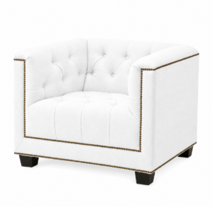 Essex White Linen Bronze Armchair