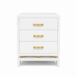 Marcus White Lacquer Brass Bedside Table